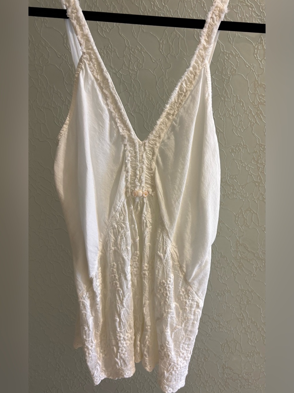 Burning Torch White Lace Trim V-Neck Sleeveless Top